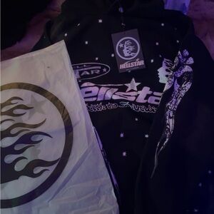 Hellstar Men's Black Graphic Hoodie Jacket